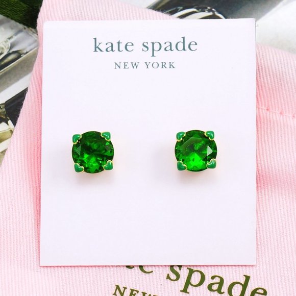 Kate Spade Round Heat Prong Earring Emerald Green